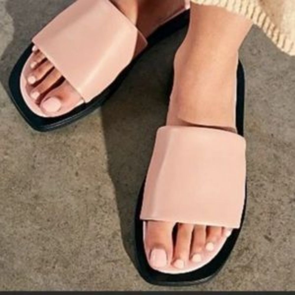 FREE People pink wren slip on sandals